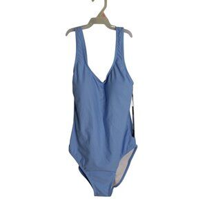 Nicole Miller Studio Size S One Piece Swimsuit Bathing Suit Scoop Back Blue NEW